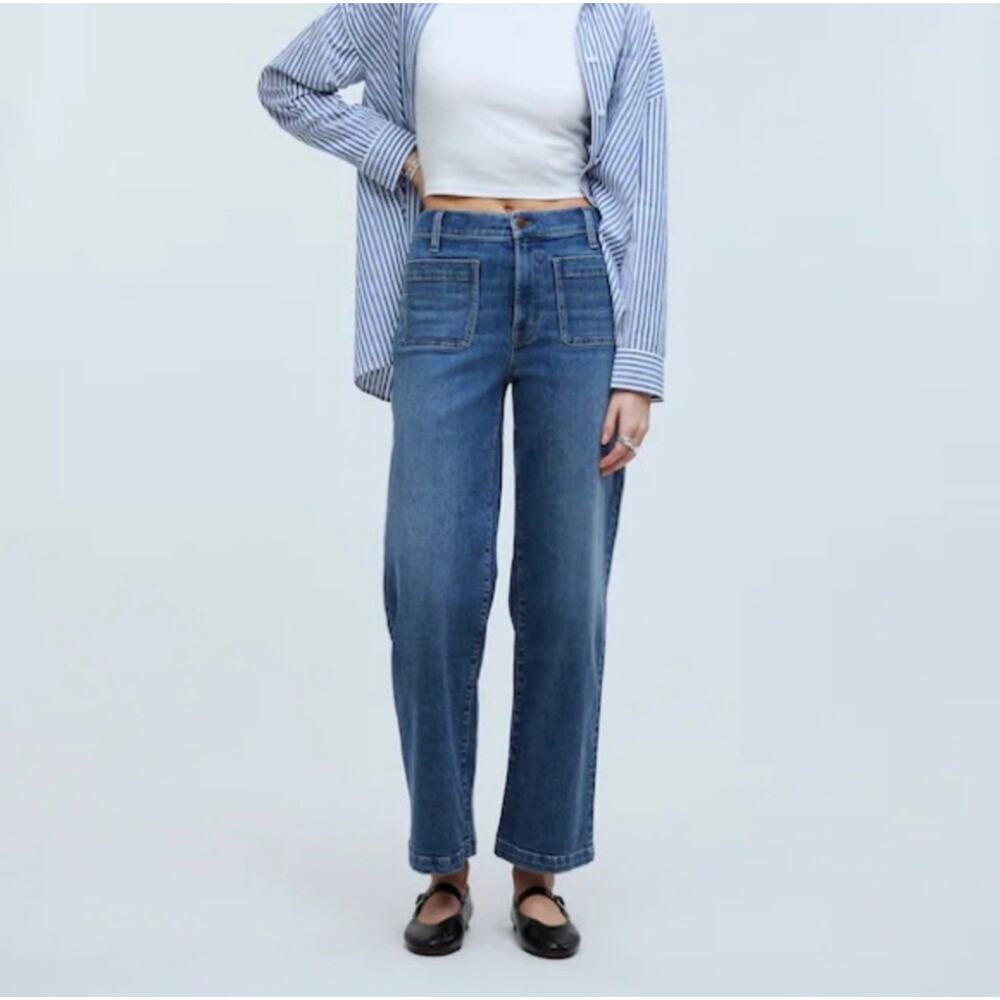 Madewell The Perfect Vintage High Waist Wide Leg Jeans Sz 30 Patch Pockets *EUC